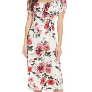 Chelsea28 Floral Print Sweetheart Midi Dress